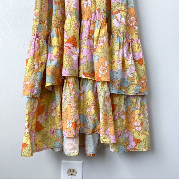 Show Me Your MuMu Cait Midi Dress Colorful Floral Print Small - Picture 9 of 13